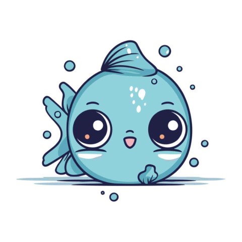 Cute cartoon fish. Vector illustration. isolated on white backgr