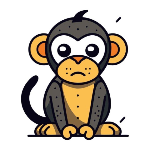 Cute monkey cartoon vector illustration. Funny monkey character.