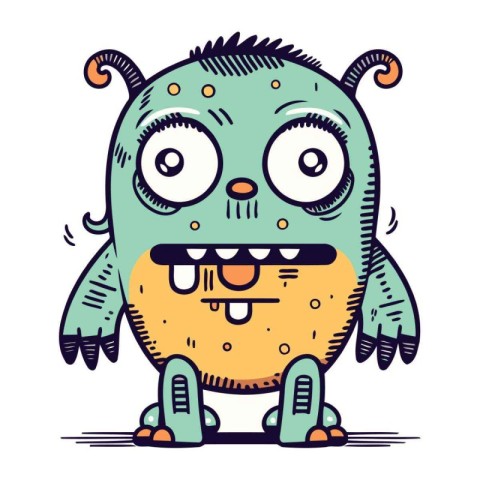 Cute cartoon monster. Vector illustration of a monster with emot