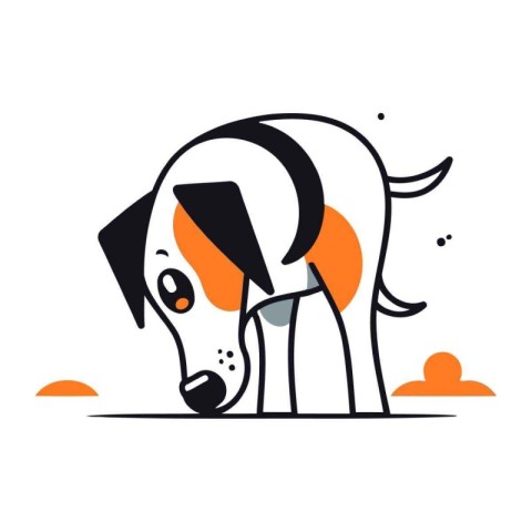 Cute cartoon dog. Vector illustration on white background. Isola