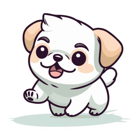 Cute cartoon dog. Vector illustration isolated on a white backgr