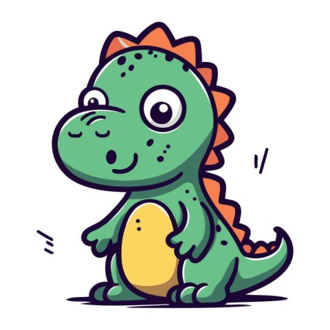 Cute cartoon dinosaur. Vector illustration isolated on a white b