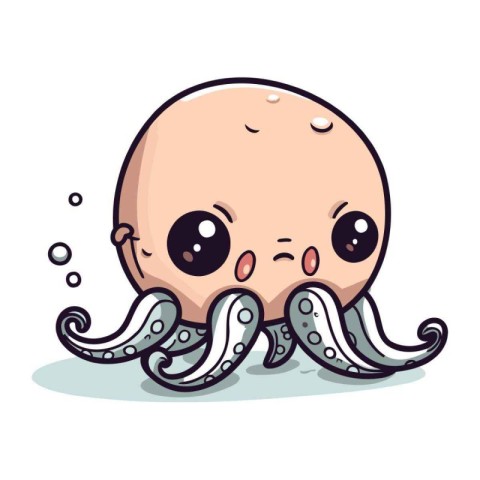 Cute octopus cartoon vector illustration. Cute octopus mascot.