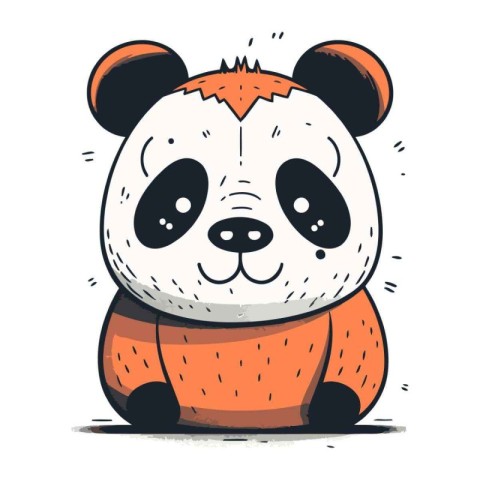 Cute cartoon panda bear. Vector illustration isolated on white b