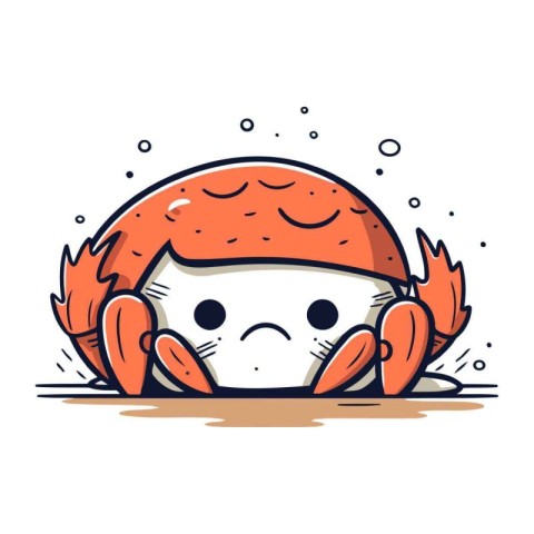 Cute crab character. Vector illustration. Isolated on white back