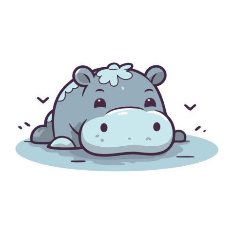 Cute hippopotamus character. Vector illustration in cartoon styl