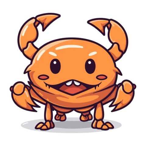 Cute cartoon crab character. Vector illustration isolated on whi