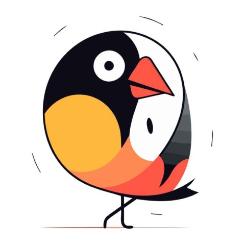 Bullfinch vector illustration. Cute cartoon character. Flat desi