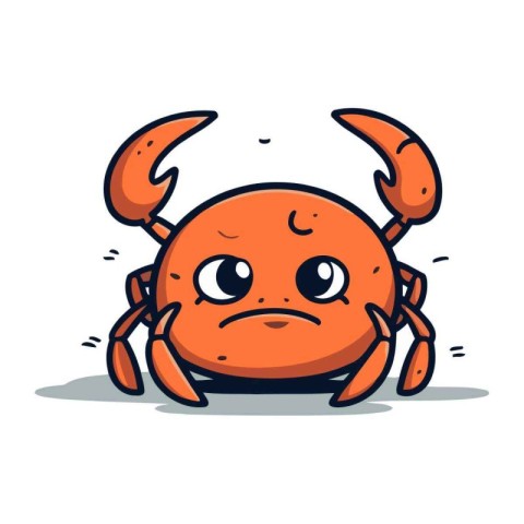 Crab cartoon character. Vector illustration of a cute crab masco