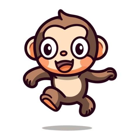 Cute Monkey Cartoon Mascot Character Vector Icon Illustration De