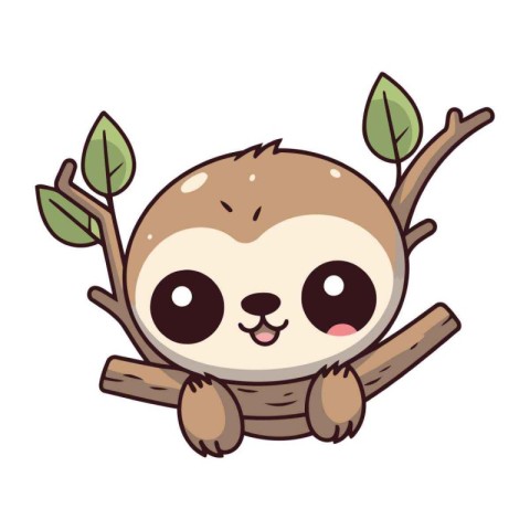 cute sloth cartoon on tree branch vector illustration design gra