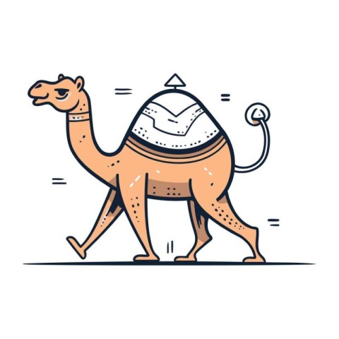 Vector illustration of camel. Cute cartoon character in flat sty