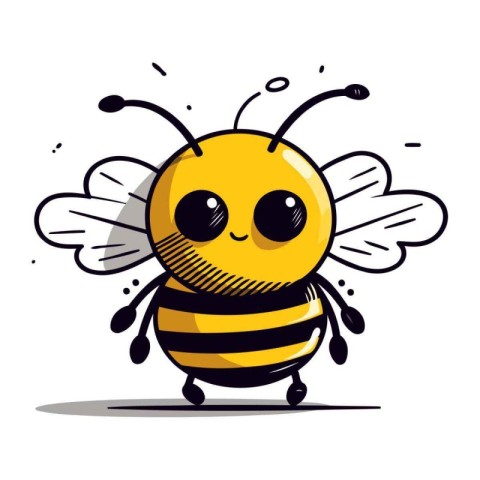 Cute cartoon bee. Vector illustration. Isolated on white backgro