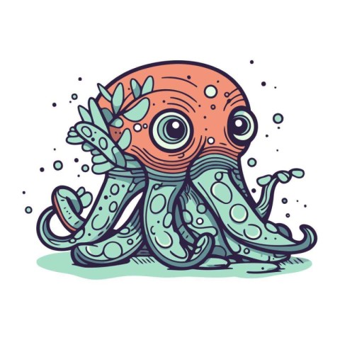 Octopus. Hand drawn vector illustration in doodle style.