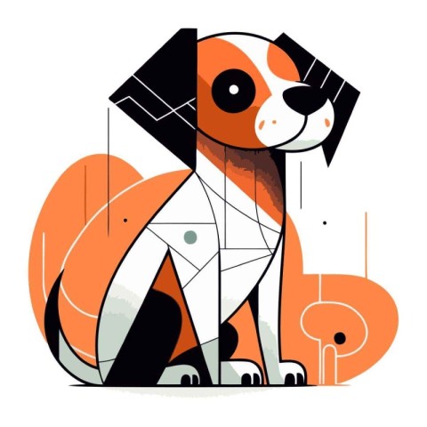 Vector illustration of a cute dog in a flat style. Cartoon chara