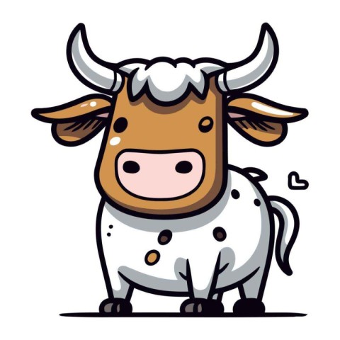 Cute cartoon cow. Vector illustration. Isolated on white backgro