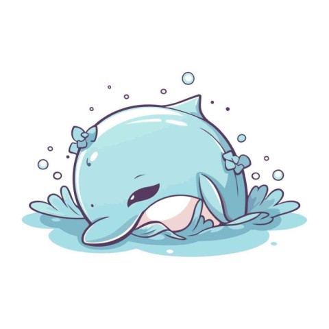 Cute cartoon whale isolated on a white background. Vector illust