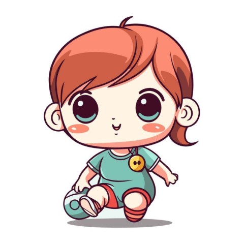 Cute little boy with red hair cartoon character vector illustrat