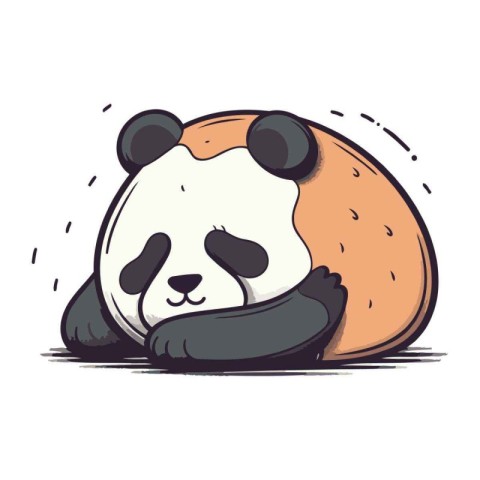 Cute cartoon panda sleeping. Vector illustration isolated on whi