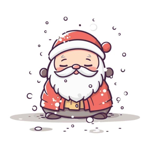 Cute cartoon Santa Claus on a white background. Vector illustrat