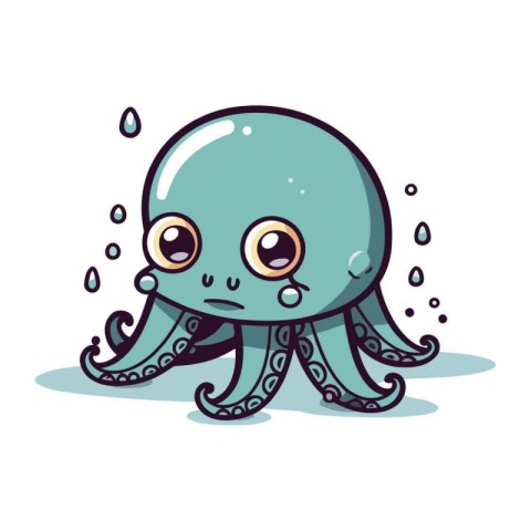 Cute cartoon octopus. Vector illustration isolated on white back