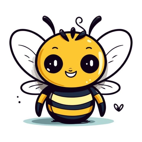 Cute cartoon bee. Vector illustration. Isolated on white backgro