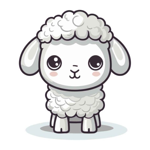 Sheep cute character. Cartoon vector illustration isolated on wh