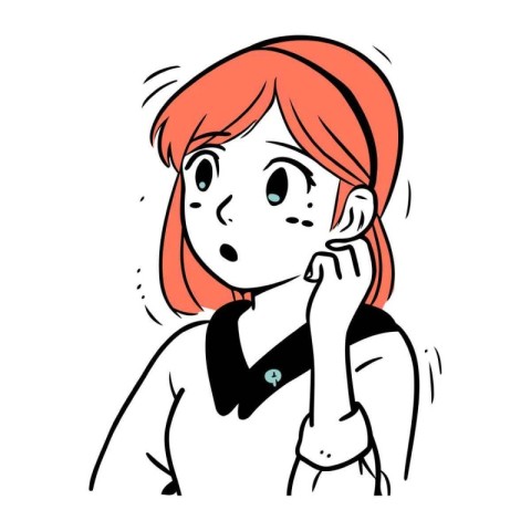 Vector illustration of a cute girl with red hair. Cartoon style.