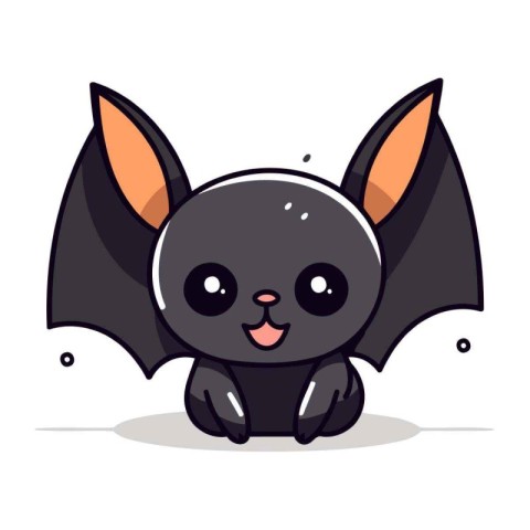 Cute Bat Cartoon Mascot Character. Vector Illustration.