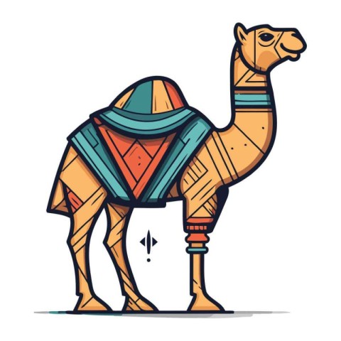 Camel in the style of the ancient Egypt. Vector illustration.