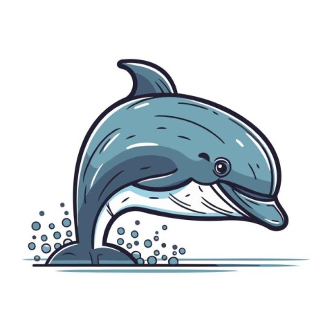 Vector illustration of a cute dolphin isolated on white backgrou