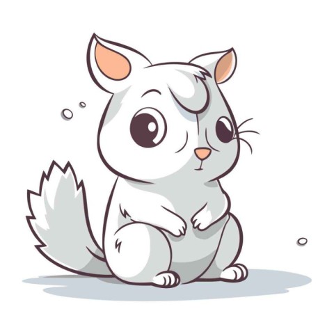 Cute little chinchilla sitting on white background. Vector illus