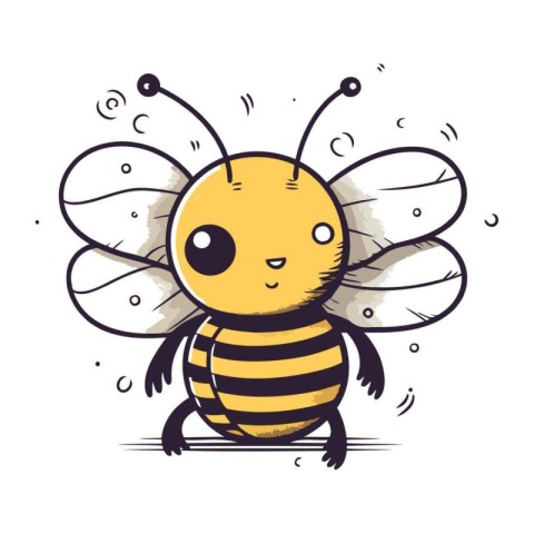 Cute cartoon bee. Vector illustration isolated on a white backgr