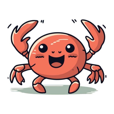 Cute cartoon crab. Vector illustration. Isolated on white backgr