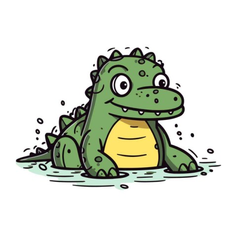 Cute cartoon crocodile. Vector illustration isolated on white ba