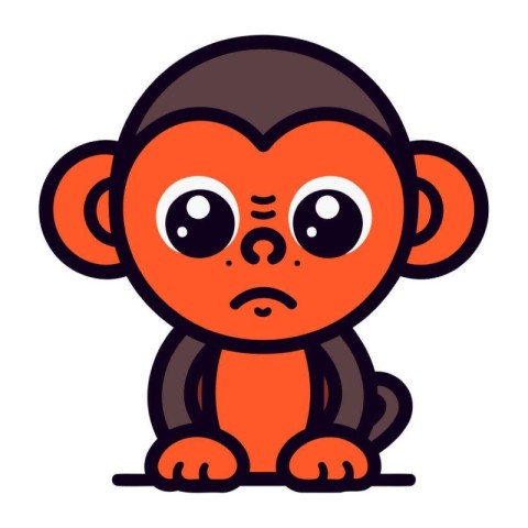 Cute cartoon monkey. Vector illustration isolated on a white bac