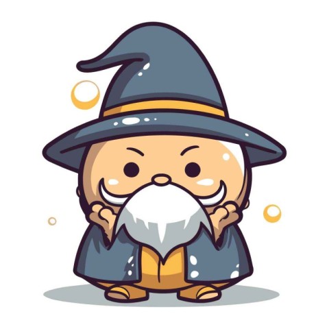 Wizard Cartoon Mascot Character Vector Illustration. Cute Wizard