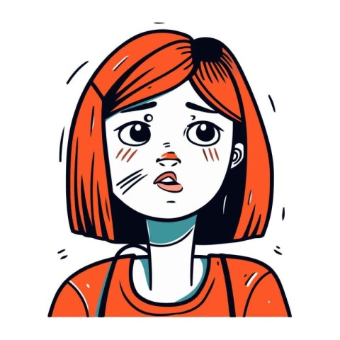 Angry woman with red hair. Vector illustration in cartoon style.