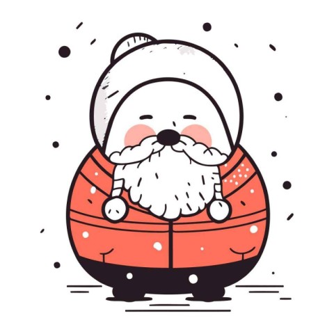 Cute cartoon santa claus character. Vector illustration in doodl