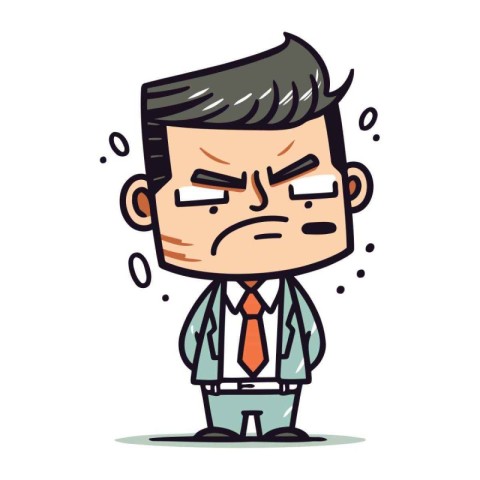 Angry businessman cartoon character vector illustration. Busines