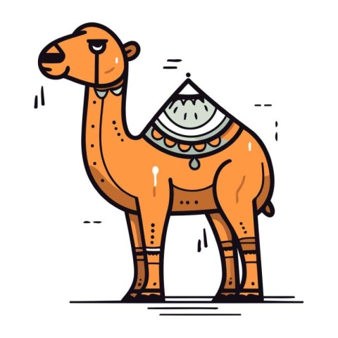 Camel. Vector illustration in doodle style on white background.