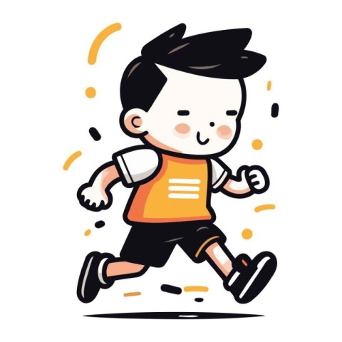 Running boy. Vector illustration of a boy jogging isolated on wh