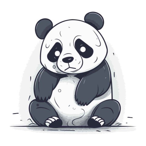 Cute panda vector illustration. Hand drawn doodle style.