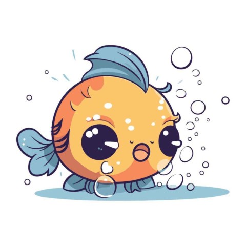 Cute cartoon fish. Vector illustration of a cute fish character.