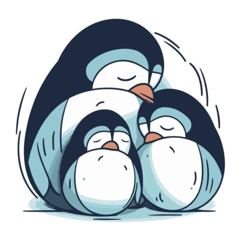 Penguin family. Vector illustration of a cute penguin family.