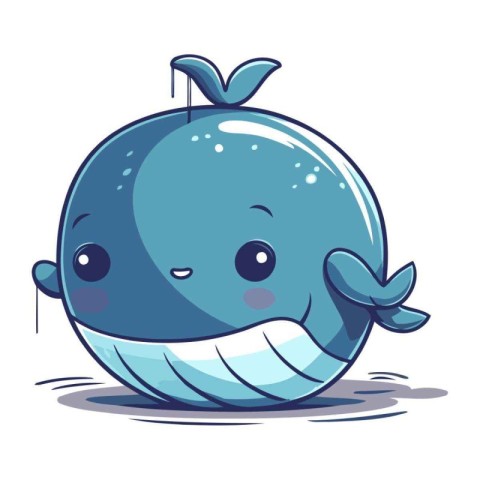 Cute cartoon whale. Vector illustration isolated on a white back