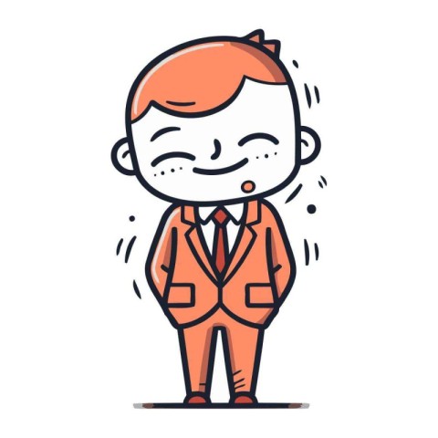 Cute little boy in a suit. Vector illustration in doodle style.