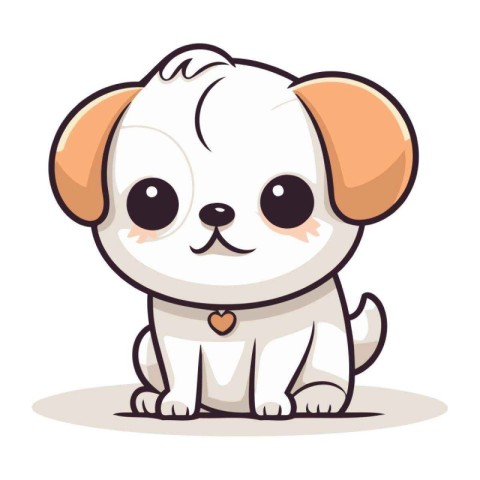 Cute cartoon dog. Vector illustration isolated on a white backgr