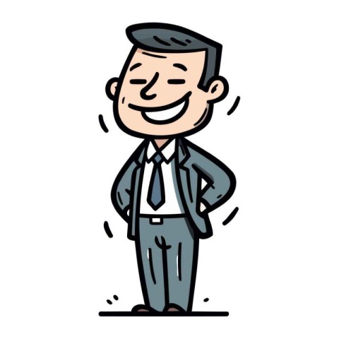 Vector illustration of a happy businessman with hands on hips. s