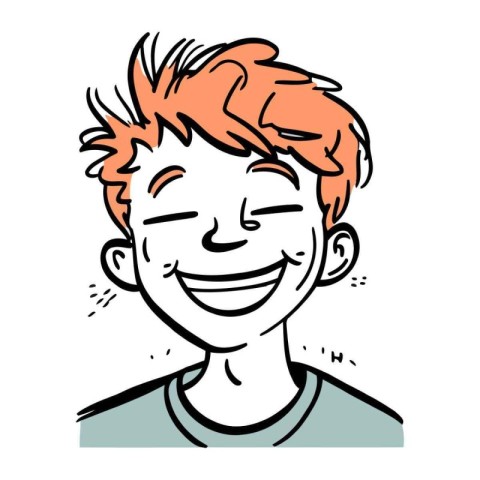 Smiling face of young man with red hair. Vector illustration.